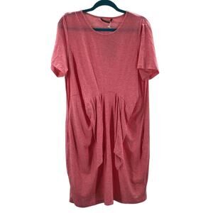 BLOOMCHIC 14-16 1x plus pink Heather front tie scoop neck tshirt dress NWT B140